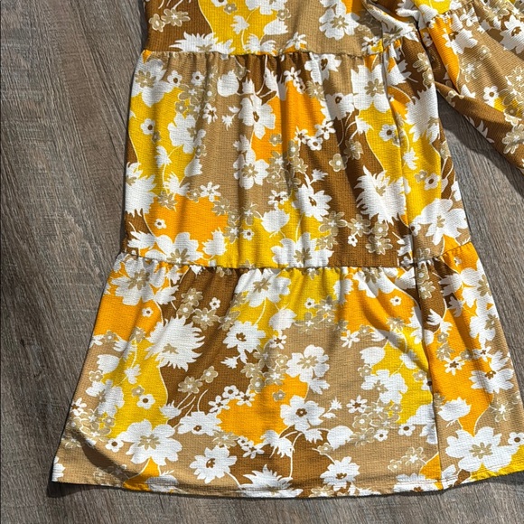 Cato Women's Wide Leg Pants in Yellow and Brown Floral - Picture 3 of 5